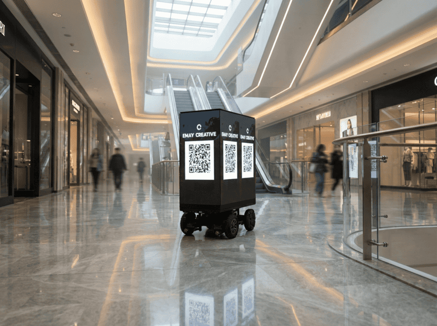 Mobiles LED-Werbefahrzeug von Emay Creative sorgt für hohe Sichtbarkeit im Einkaufszentrum