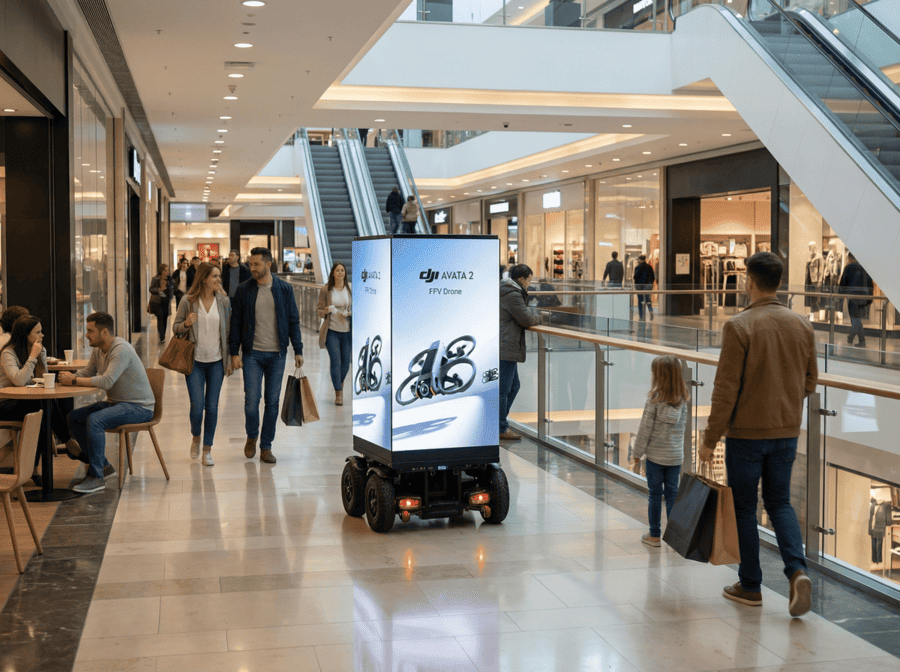 Mobiles LED-Werbefahrzeug mit ganztägiger Markenpräsenz im Einkaufszentrum